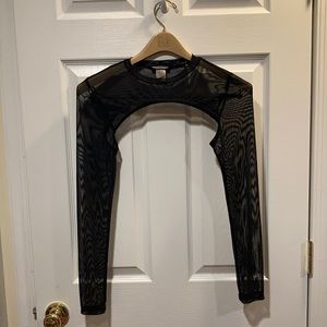 Black Mesh Shrug Crop Top